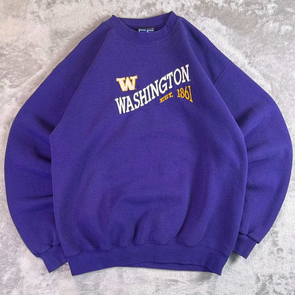 VTG Washington Huskies 1861 Crewneck Sweatshirt Purple NCAA College Size Large